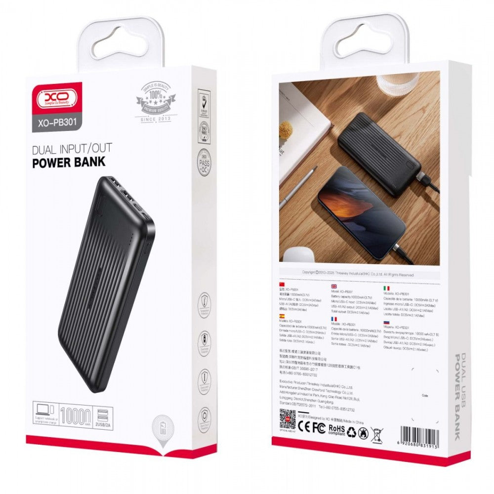 XO PB301 Light Display Powerbank 10000mAh black