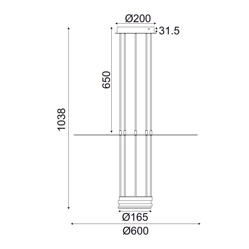 ^ΚΡΕΜΑΣΤΟ Φ/Σ LED 18W 3000K 1260LM ELIA ΜΑΥΡΟ ΜΕΤ/ΚΟ IP20 D60XH104CM