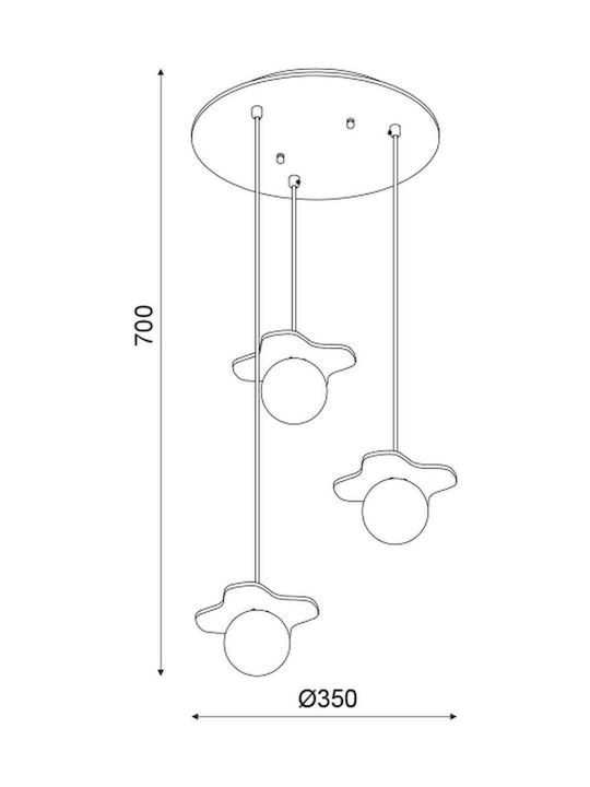 ΚΡΕΜΑΣ Φ/Σ 3ΧG9  ΑΠΟΧ ΠΑΛ ΞΥΛ MDF+ΛΕΥΚ ΓΥΑΛΙ Φ30ΧΗ60CM