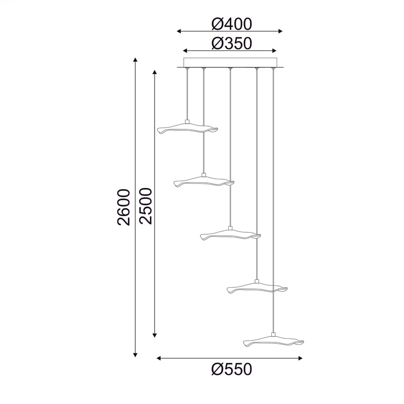 ^ΚΡΕΜΑΣΤΟ Φ/Σ LED 25W 3000K 1750LM NINFEA ΟΡΕΙΧΑΛΚΟ ΜΕΤ/ΚΟ IP20 D55XH260CM