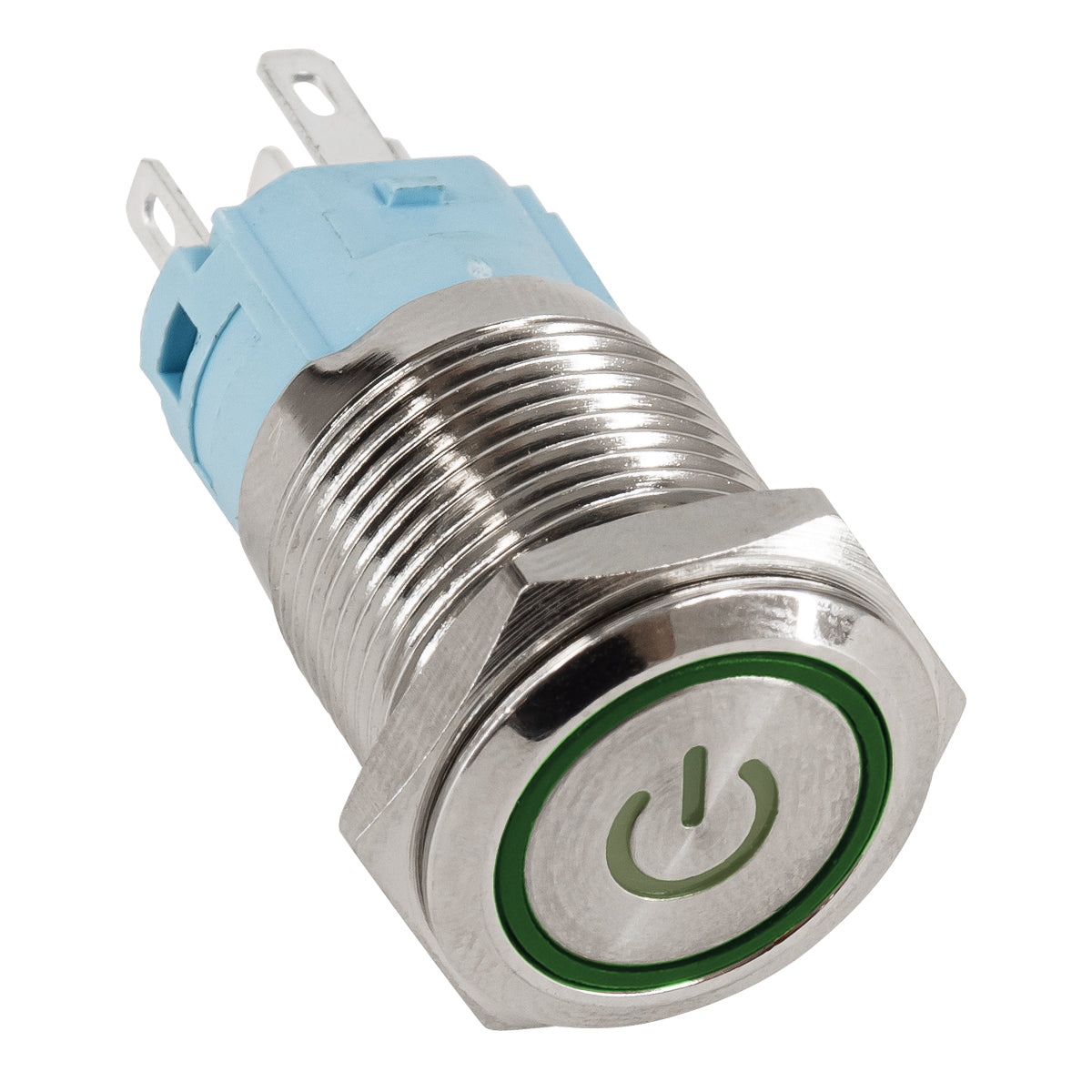 GLOBOSTAR® BUTTON 70782 Φωτιζόμενος Χωνευτός Διακόπτης On/Off LED DC 12V 1 x 3A 690W Max Αδιάβροχο IP65 Πράσινο - Μ1.8 x Π1.8 x Υ2cm - ledmania.gr