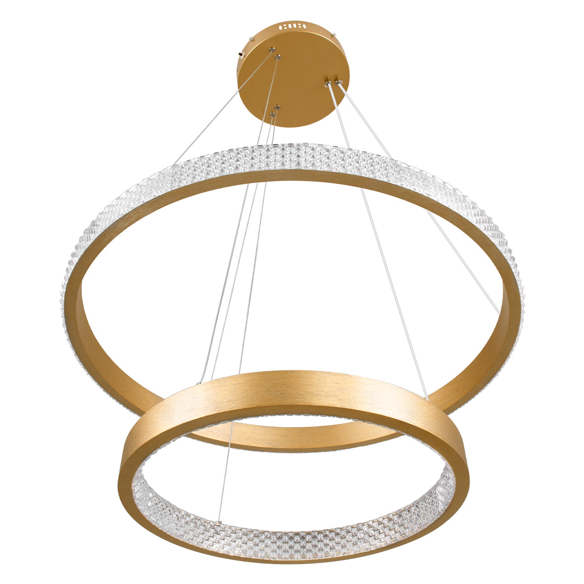 GloboStar® DIAMOND DUO 61151-DECO Κρεμαστό Φωτιστικό Δαχτυλίδι-Κύκλος LED CCT 75W 8743lm 360° AC 220-240V - Εναλλαγή Φωτισμού μέσω Τηλεχειριστηρίου All In One Ψυχρό 6000k+Φυσικό 4500k+Θερμό 2700k Dimmable Φ40+60cm - Χρυσό Βούρτσας - 3 Years Warranty - ledmania.gr