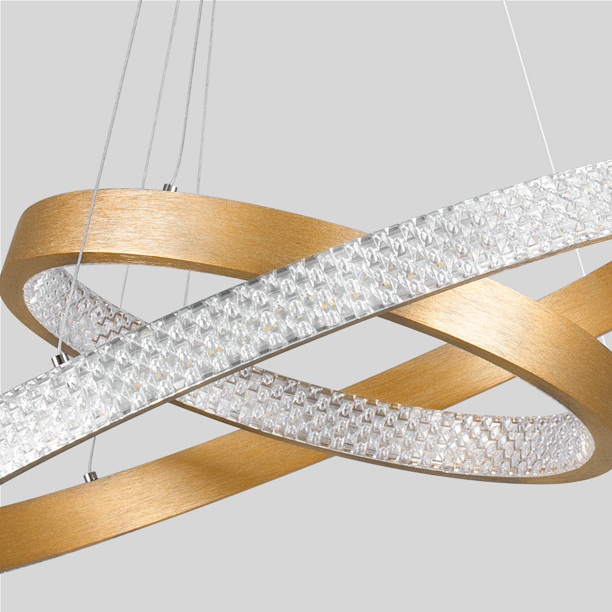 GloboStar® DIAMOND DUO 61151-DECO Κρεμαστό Φωτιστικό Δαχτυλίδι-Κύκλος LED CCT 75W 8743lm 360° AC 220-240V - Εναλλαγή Φωτισμού μέσω Τηλεχειριστηρίου All In One Ψυχρό 6000k+Φυσικό 4500k+Θερμό 2700k Dimmable Φ40+60cm - Χρυσό Βούρτσας - 3 Years Warranty - ledmania.gr