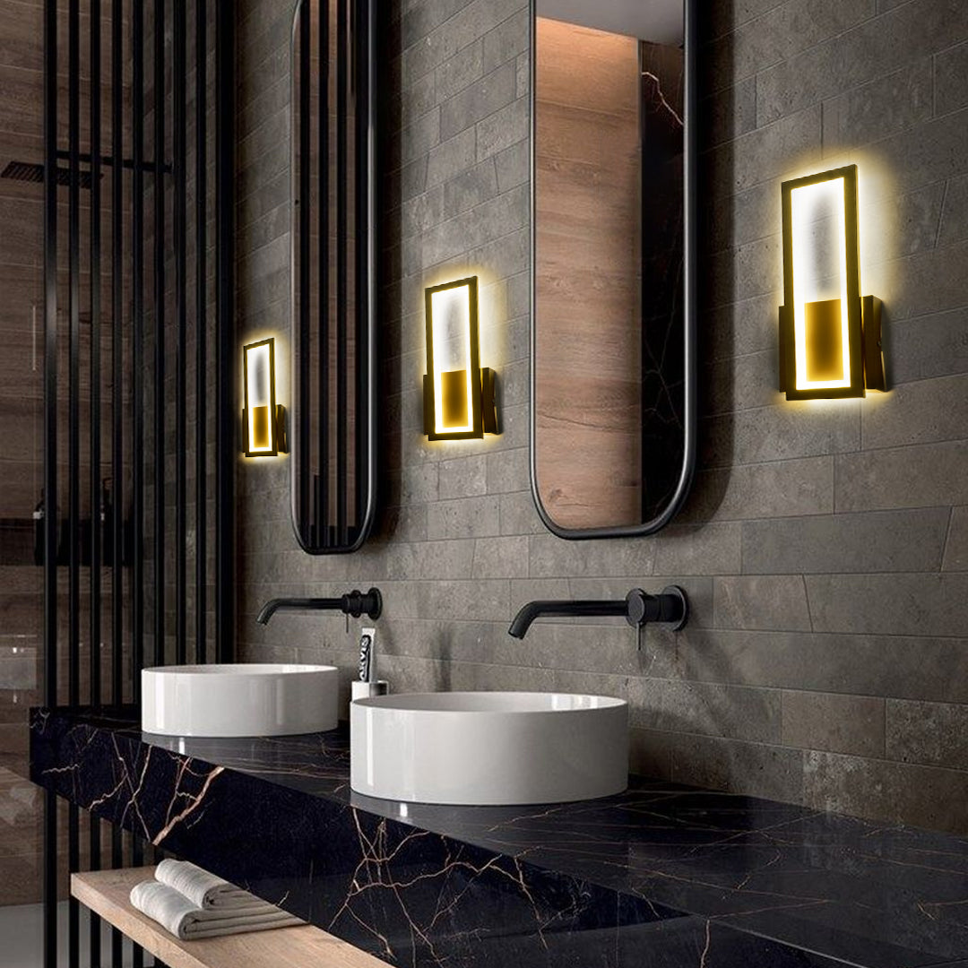 GloboStar® TIARA 61327 Φωτιστικό Τοίχου - Απλίκα Design LED CCT 12W 1440lm 360° AC 220-240V - Εναλλαγή Φωτισμού μέσω Διακόπτη On/Off All In One Ψυχρό 6000k+Φυσικό 4500k+Θερμό 2700k Μ12.5 x Π4 x Υ32cm - Μαύρο - 3 Years Warranty - ledmania.gr