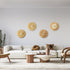 GloboStar® COLOMBO 02278 Boho Φωτιστικό Τοίχου - Απλίκα Μονόφωτο 1 x E27 AC 220-240V IP20 - Φ40 x Υ9cm - Μπεζ με Μπεζ Καφέ Φυσική Ράφια Άχυρο Πλέγμα - ledmania.gr