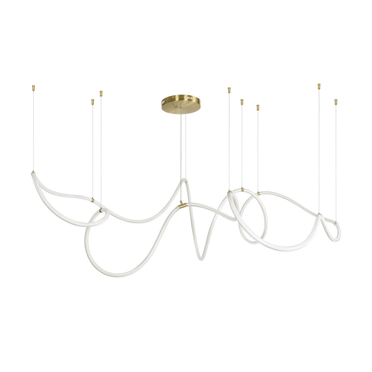 kelvo® GLOW 61669 Μοντέρνο Κρεμαστό Φωτιστικό Οροφής LED 105W 10500lm 360° AC 220-240V IP20 Ρυθμιζόμενο Λευκό CCT με Χειριστήριο από 2700K έως 6000K Dimmable - Lumileds SMD Chip - Χρυσό Πλατίνα & Λευκό Νήμα - Μ300 x Π300 x Υ120cm - 3 Χρόνια Εγγύηση - ledmania.gr