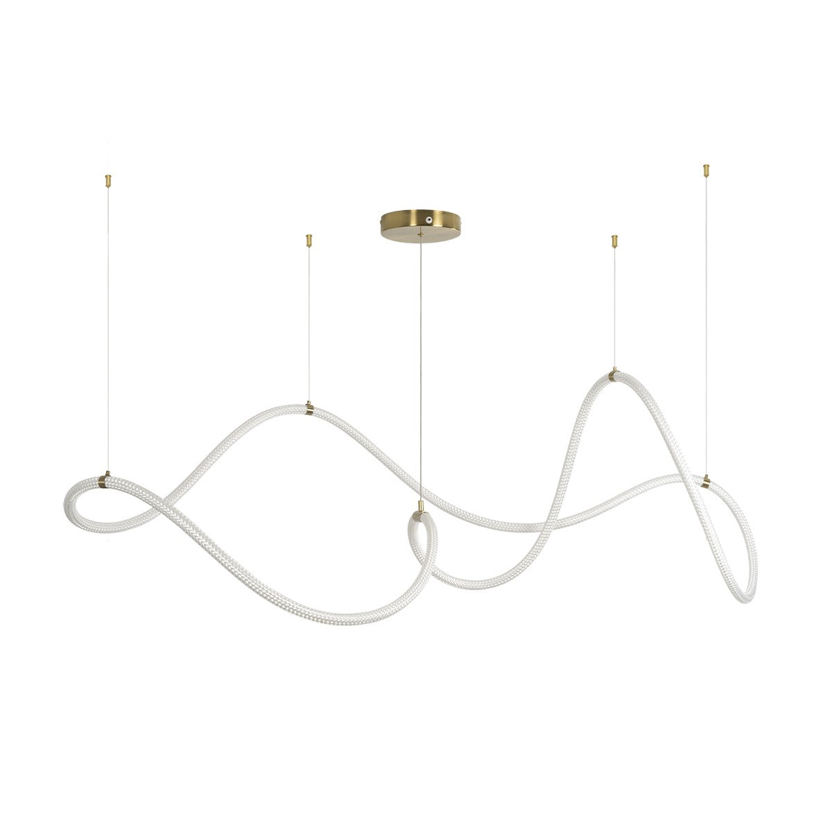 kelvo® GLOW 61668 Μοντέρνο Κρεμαστό Φωτιστικό Οροφής LED 65W 6500lm 360° AC 220-240V IP20 Ρυθμιζόμενο Λευκό CCT με Χειριστήριο από 2700K έως 6000K Dimmable - Lumileds SMD Chip - Χρυσό Πλατίνα & Λευκό Νήμα - Μ150 x Π150 x Υ80cm - 3 Χρόνια Εγγύηση - ledmania.gr