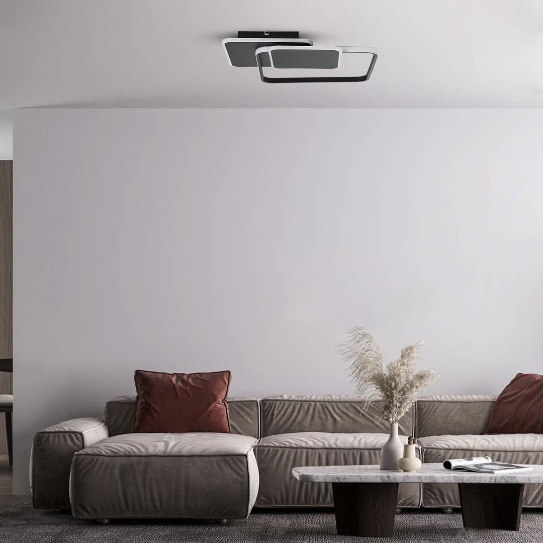 GLOBOSTAR® SQUARO 61231 Μοντέρνο Φωτιστικό Οροφής LED 75W 8400lm 360° AC 220-240V IP20 Ρυθμιζόμενο Λευκό CCT με Χειριστήριο από 2700K έως 6000K Dimmable - Lumileds SMD Chip - Μαύρο Ματ - Μ48.5 x Π51 x Υ9cm - 3 Χρόνια Εγγύηση