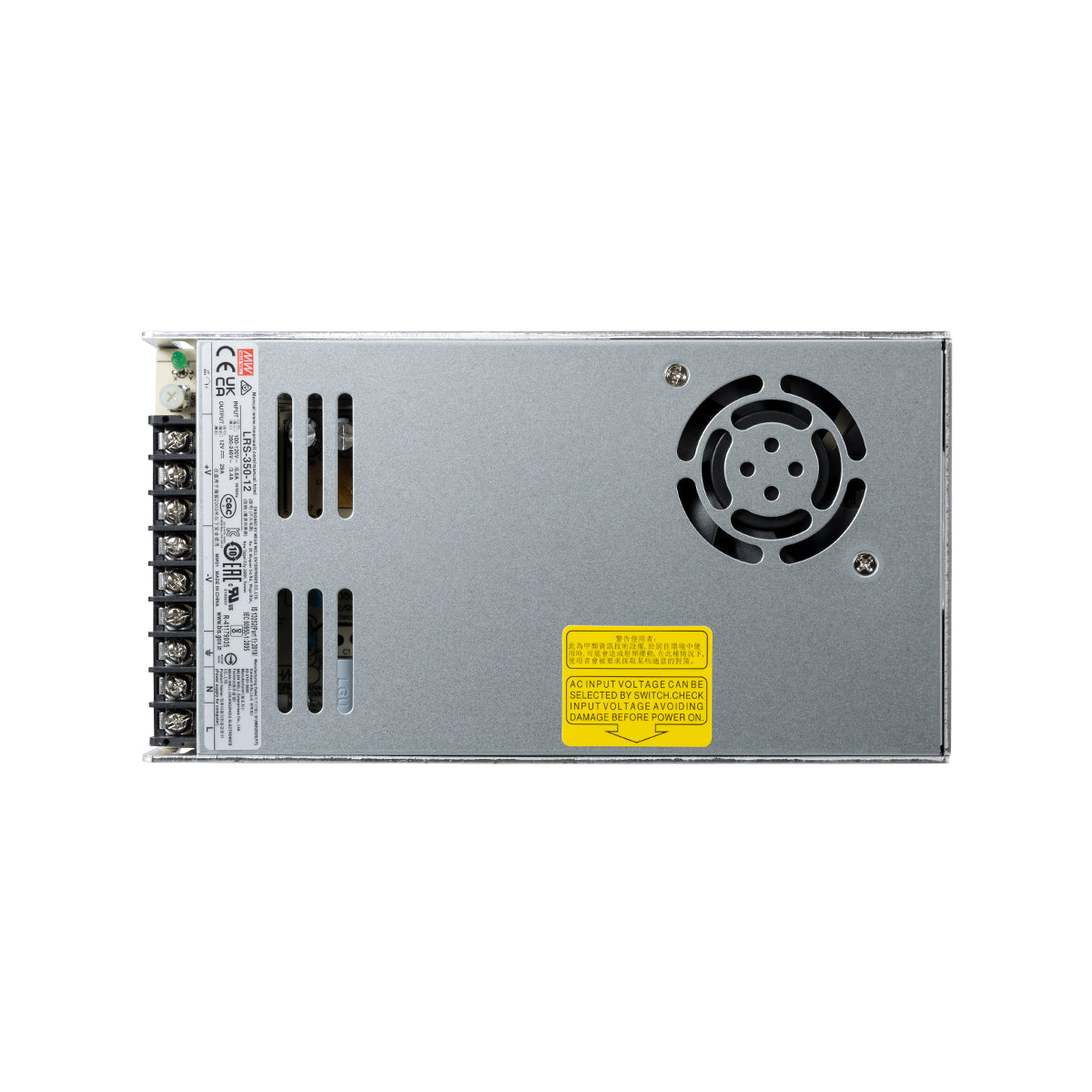 GLOBOSTAR® MEANWELL-LRS350-12 90784 Τροφοδοτικό/Μετασχηματιστής PELV 350W 29A DC 12V IP20 - AC 220-240V σε DC 12V / Ρυθμιζόμενo από DC 10.2V έως DC 13.8V - Μ21.5 x Π11.5 x Υ3cm - 3 Χρόνια Εγγύηση - ledmania.gr