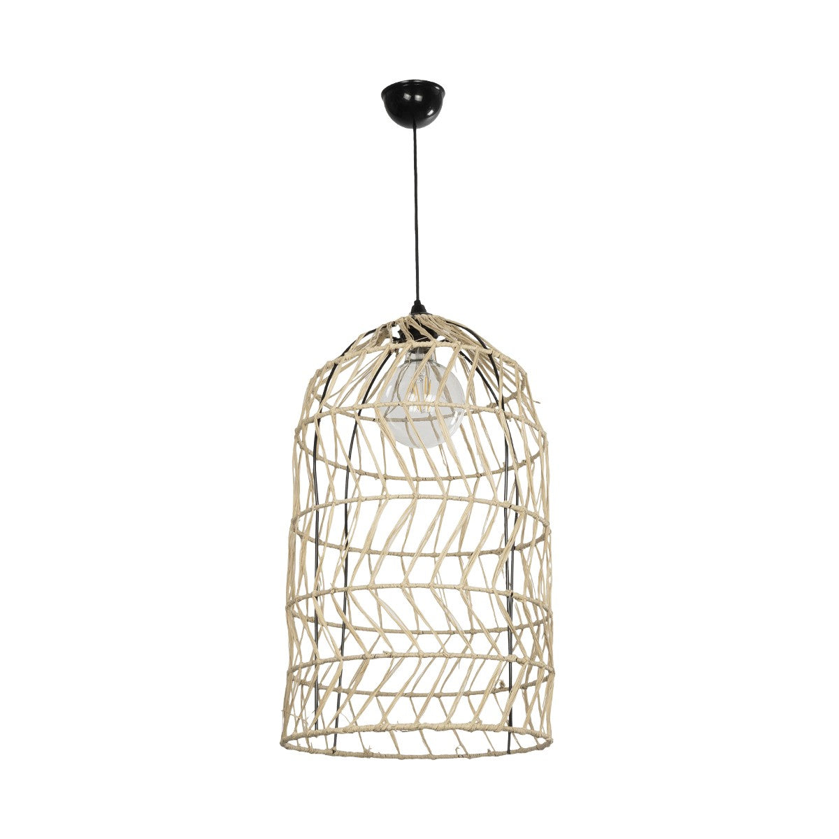 GLOBOSTAR® NETI 205-0025 Boho Κρεμαστό Φωτιστικό Οροφής με Ντουί 1 x E27 AC 220-240V IP20 - Μπεζ - M35 x Π35 x Υ63cm - ledmania.gr