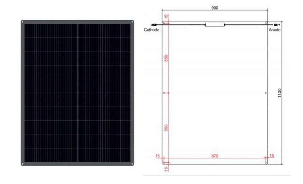 200w Solar Εύκαμπτο Ηλιακό Πάνελ Μονοκρυσταλικο 1.130x900x3mm τεμ.1 - ledmania.gr