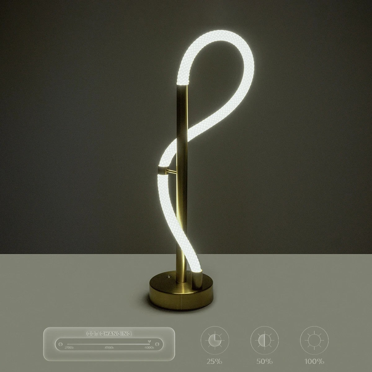 kelvo® GLOW KLV-101-0172 Επιτραπέζιο Φωτιστικό Πορτατίφ LED 18W 1800lm 360° AC 220-240V IP20 Ρυθμιζόμενο Λευκό CCT με Αφή 2700K/4500K/6000K Dimmable - Lumileds SMD Chip - Χρυσό Πλατίνα - Μ30 x Π30 x Υ60cm - 3 Χρόνια Εγγύηση