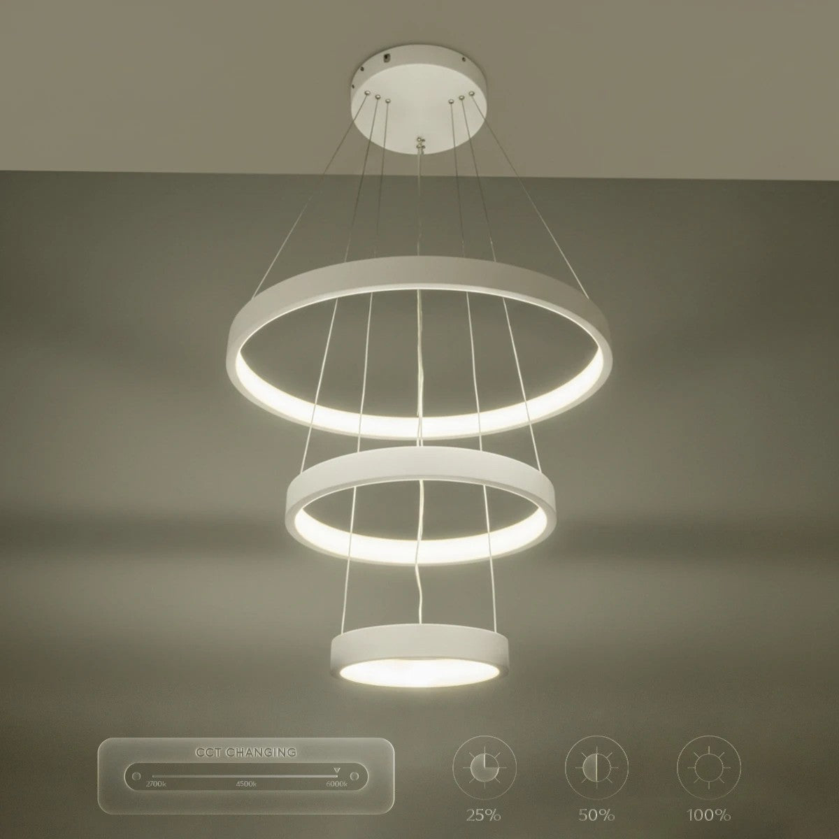 kelvo® NEMESIS KLV-101-0218 Κρεμαστό Φωτιστικό Οροφής LED 100W 10000lm 180° AC 220-240V IP20 Ρυθμιζόμενο Λευκό CCT με Χειριστήριο από 2700K έως 6000K Dimmable - Lumileds SMD Chip - Λευκό Ματ - Μ60 x Π60 x Υ60cm - 3 Χρόνια Εγγύηση