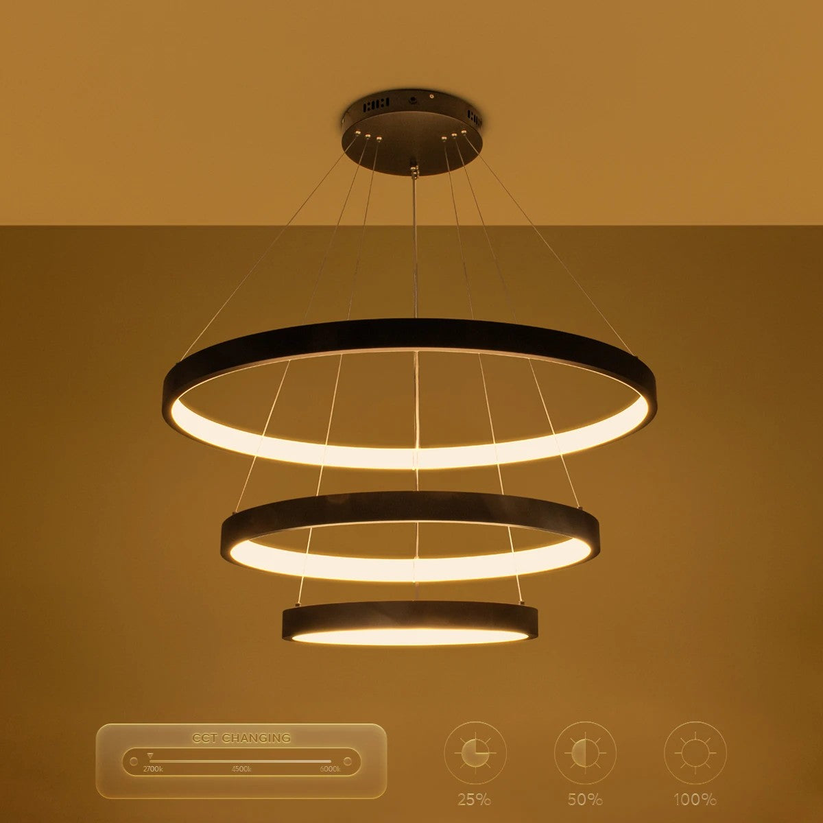 kelvo® NEMESIS KLV-101-0220 Κρεμαστό Φωτιστικό Οροφής LED 120W 12000lm 180° AC 220-240V IP20 Ρυθμιζόμενο Λευκό CCT με Χειριστήριο από 2700K έως 6000K Dimmable - Lumileds SMD Chip - Μαύρο Ματ - Μ80 x Π80 x Υ80cm - 3 Χρόνια Εγγύηση