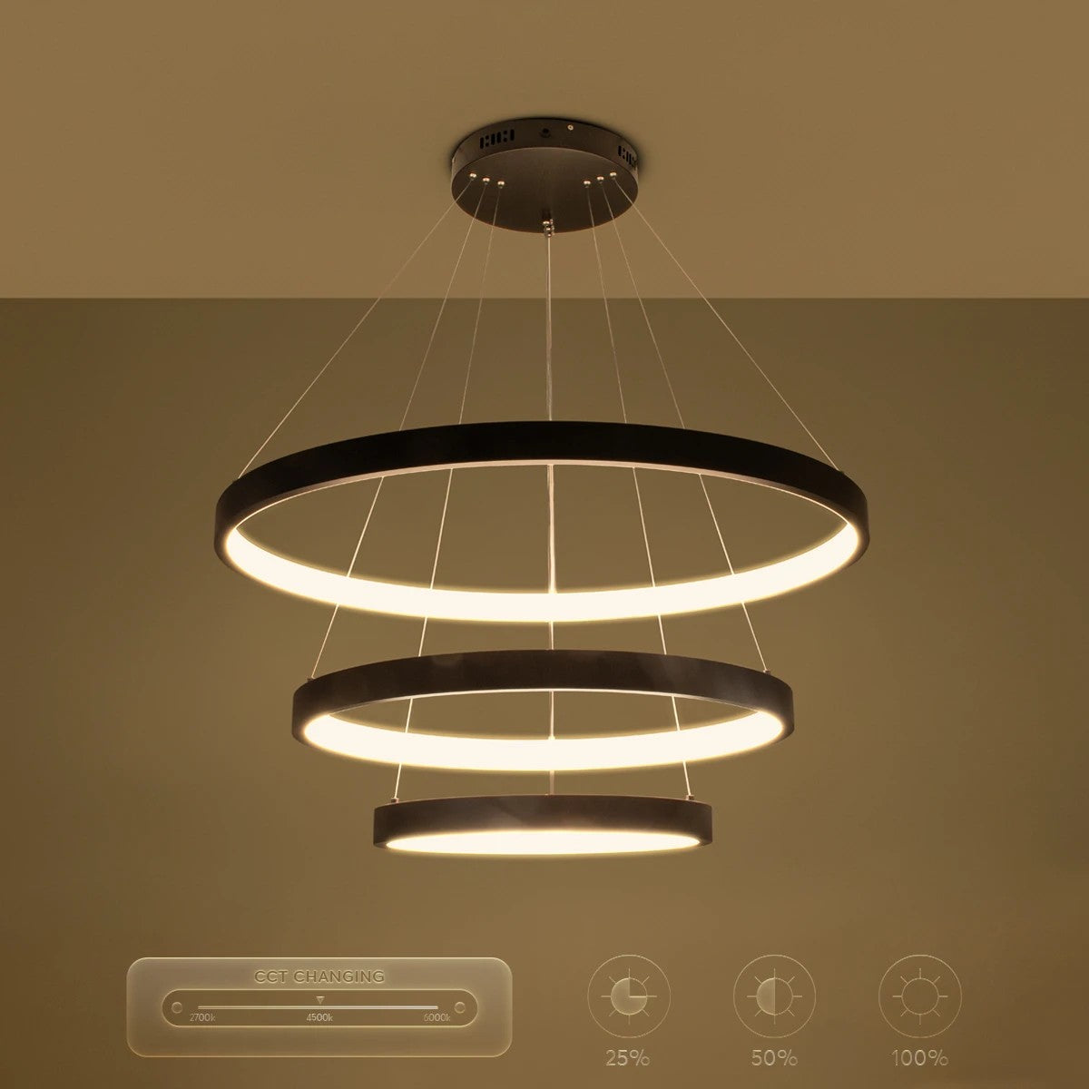 kelvo® NEMESIS KLV-101-0220 Κρεμαστό Φωτιστικό Οροφής LED 120W 12000lm 180° AC 220-240V IP20 Ρυθμιζόμενο Λευκό CCT με Χειριστήριο από 2700K έως 6000K Dimmable - Lumileds SMD Chip - Μαύρο Ματ - Μ80 x Π80 x Υ80cm - 3 Χρόνια Εγγύηση