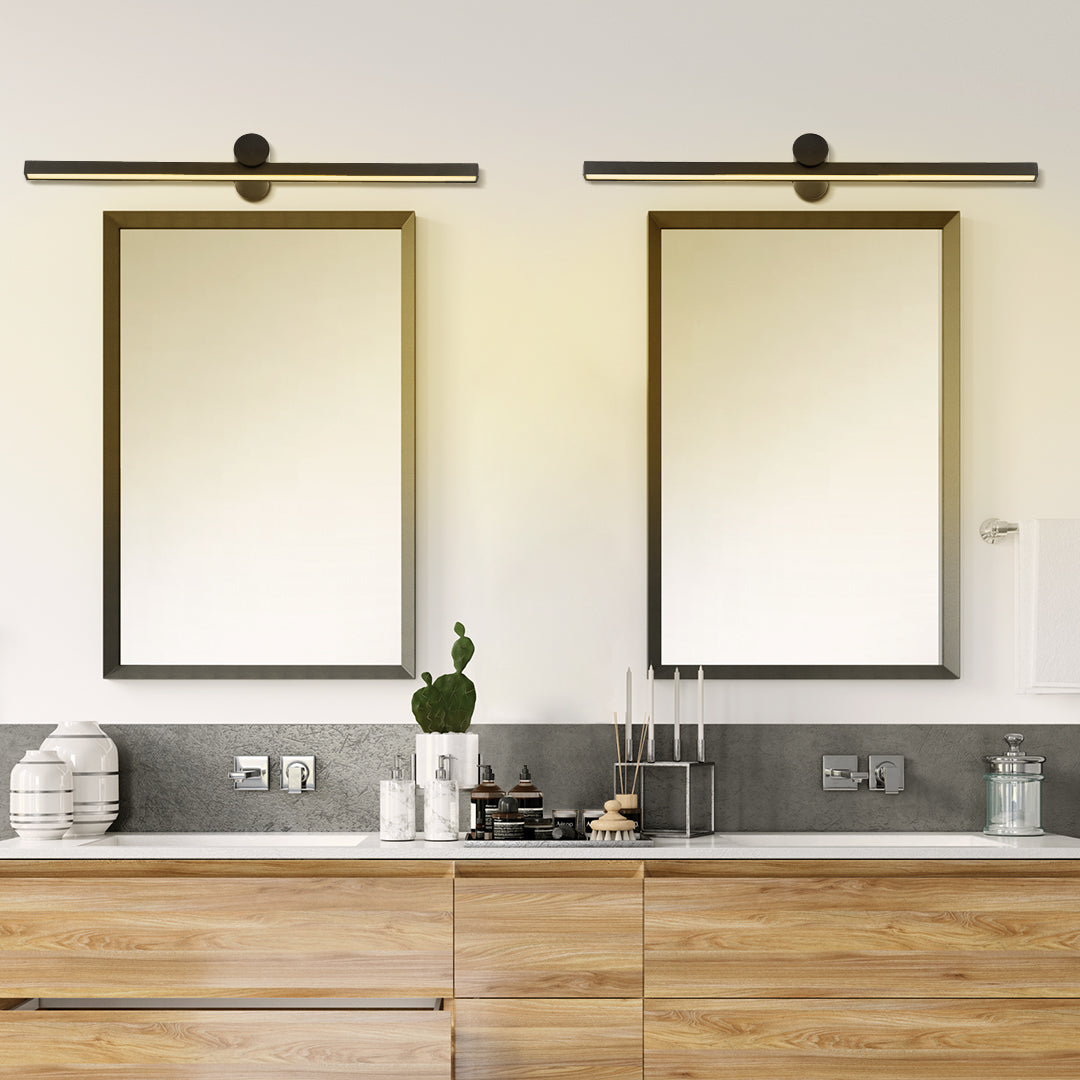 GloboStar® ROSA 60450 Μοντέρνο Φωτιστικό Τοίχου - Απλίκα Καθρέπτη Μπάνιου - Πίνακα LED 12W 1400lm 120° AC 220-240V IP44 Μ60 x Π15 x Υ7cm - Φυσικό Λευκό 4500K - Μαύρο - 3 Χρόνια Εγγύηση - ledmania.gr