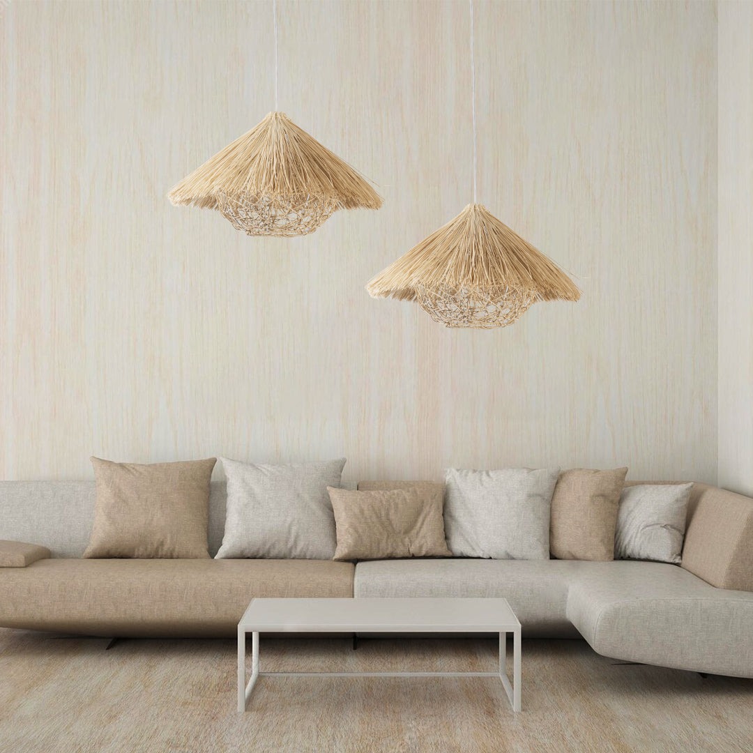 GLOBOSTAR® CHEOPE 01599 Boho Κρεμαστό Φωτιστικό Οροφής με Ντουί 1 x E27 AC 220-240V IP20 - Μπεζ - Μ45 x Π45 x Υ35cm - ledmania.gr