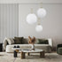 GloboStar® BELLISSIMO 61486 Μοντέρνο Κρεμαστό Φωτιστικό Οροφής Μονόφωτο 1 x E27 Γαλακτερή Γυάλινη Μπάλα με Μεταλλικό Επιχρυσωμενό Πλατίνα Σώμα Φ20 x Υ42cm - ledmania.gr