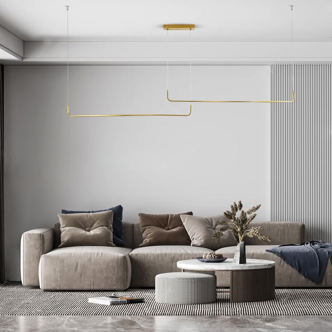 GLOBOSTAR® LINARIA DUO 60926 Μοντέρνο Κρεμαστό Φωτιστικό Οροφής LED 72W 8300lm 200° AC 220-240V IP20 Ρυθμιζόμενο Λευκό CCT με Χειριστήριο από 2700K έως 6000K Dimmable - Lumileds SMD Chip - Χρυσό Βούρτσας - Μ220 x Π4 x Υ25cm - 3 Χρόνια Εγγύηση - ledmania.gr