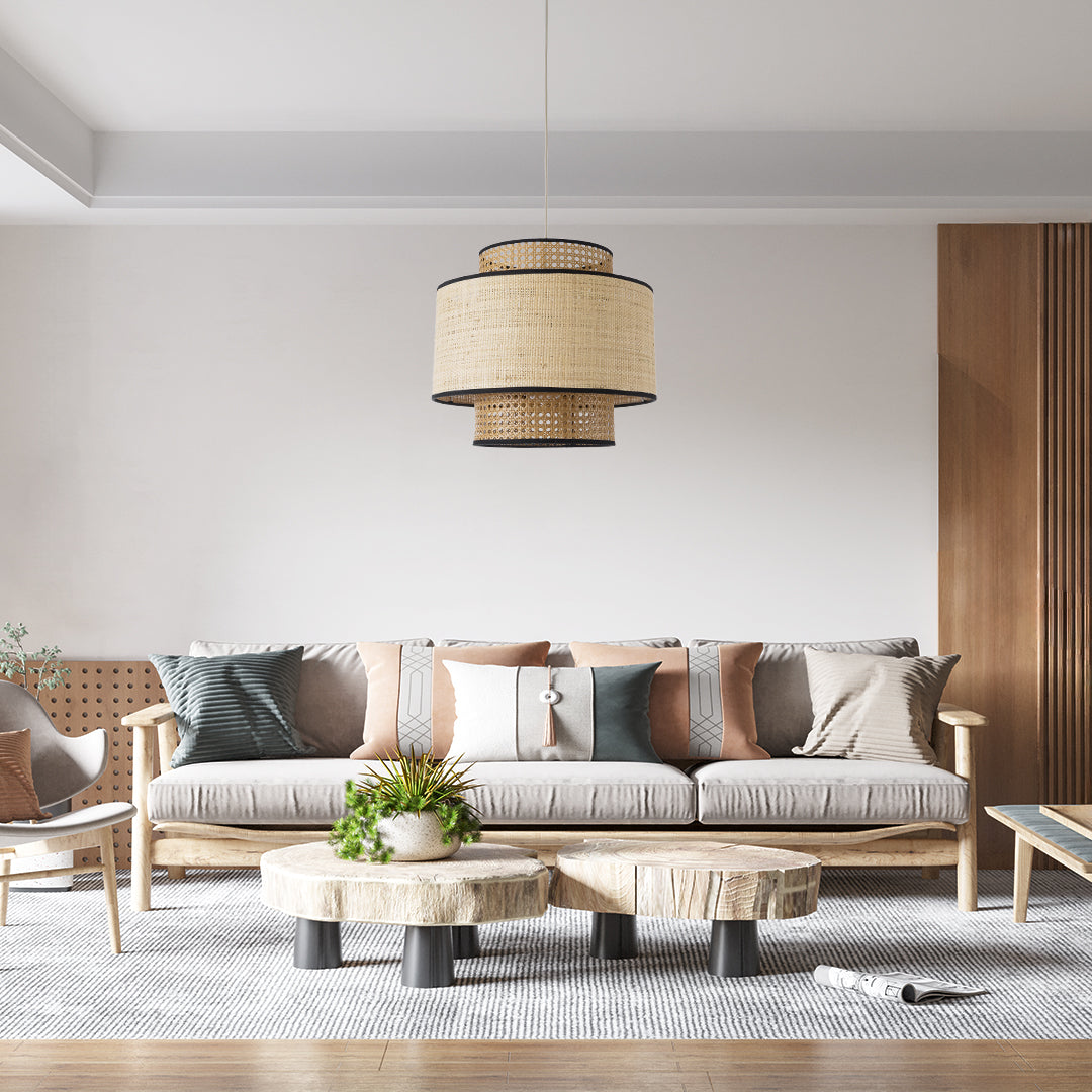 GLOBOSTAR® BRAVADO 02386 Boho Κρεμαστό Φωτιστικό Οροφής με Ντουί 1 x E27 AC 220-240V IP20 - Μπεζ- Μ40 x Π40 x Υ35cm - ledmania.gr