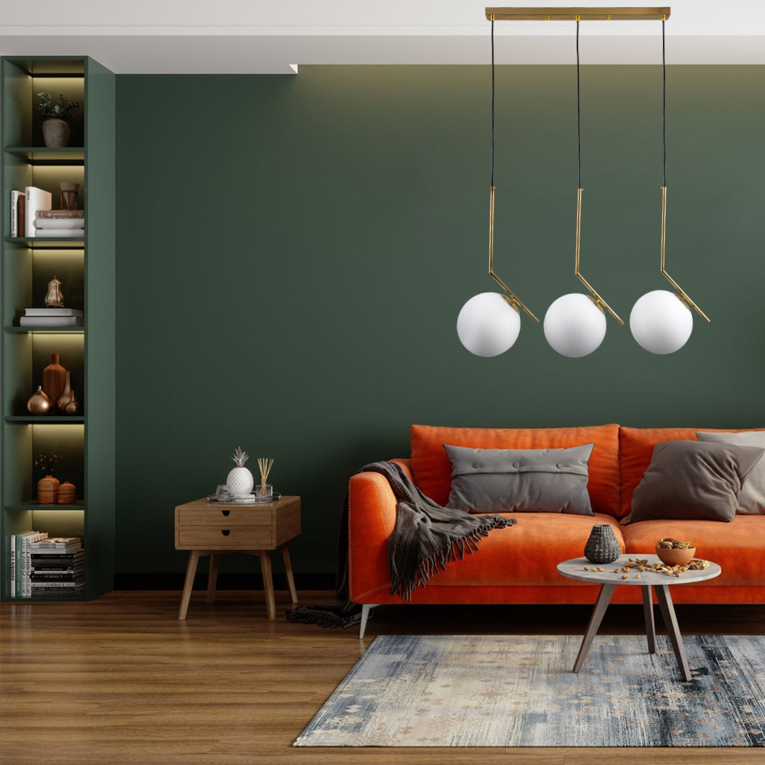 GLOBOSTAR® MONROE 00955 Μοντέρνο Κρεμαστό Φωτιστικό Οροφής με Ντουί 3 x E27 AC 220-240V IP20 - Χρυσό & Λευκό - Μ74 x Π25 x Υ50cm - ledmania.gr