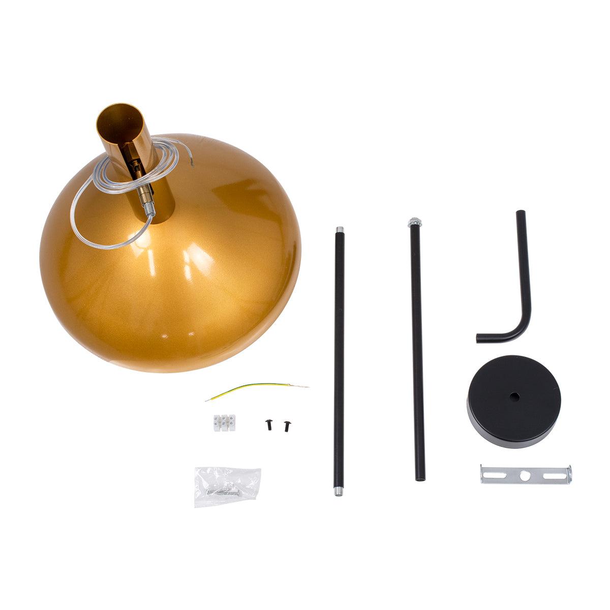 GloboStar® KATIE 00538 Μοντέρνο Φωτιστικό Οροφής Μονόφωτο Μαύρο - Χρυσό Μεταλλικό Καμπάνα Φ30 x Υ120cm - ledmania.gr