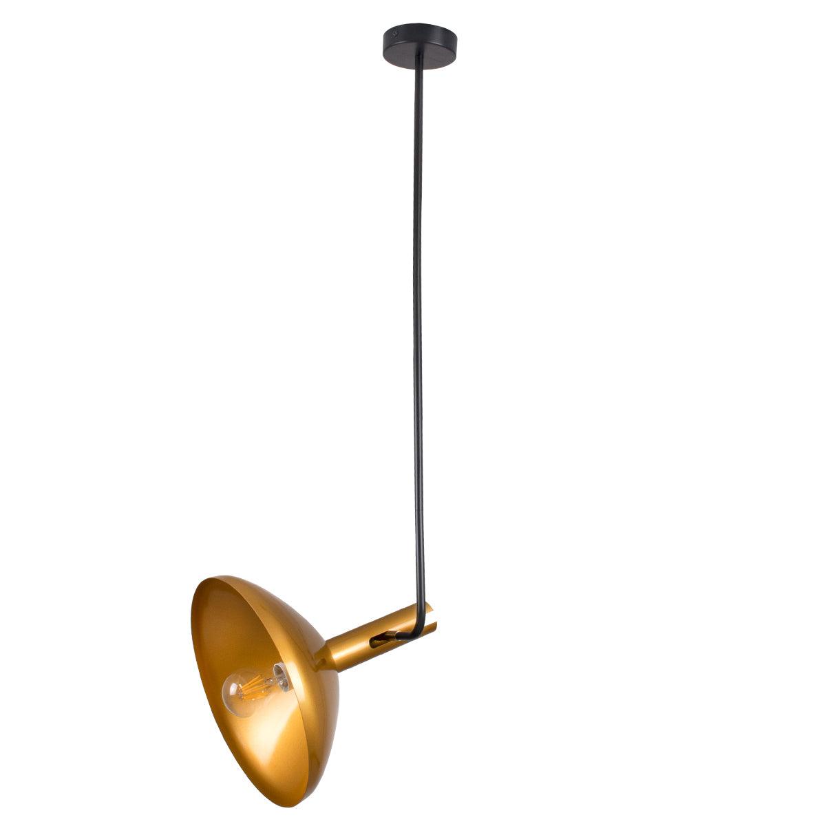 GloboStar® KATIE 00538 Μοντέρνο Φωτιστικό Οροφής Μονόφωτο Μαύρο - Χρυσό Μεταλλικό Καμπάνα Φ30 x Υ120cm - ledmania.gr