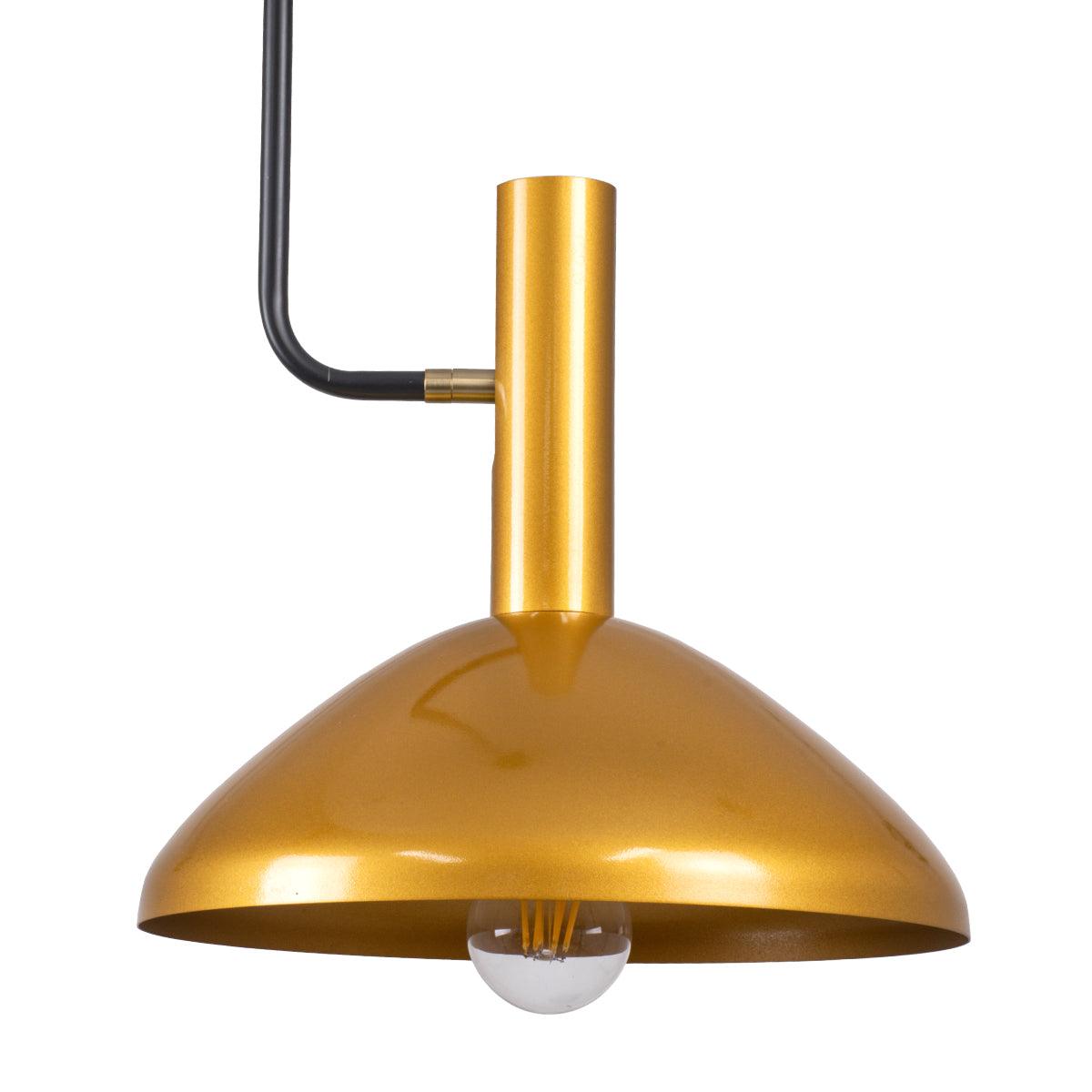 GloboStar® KATIE 00538 Μοντέρνο Φωτιστικό Οροφής Μονόφωτο Μαύρο - Χρυσό Μεταλλικό Καμπάνα Φ30 x Υ120cm - ledmania.gr