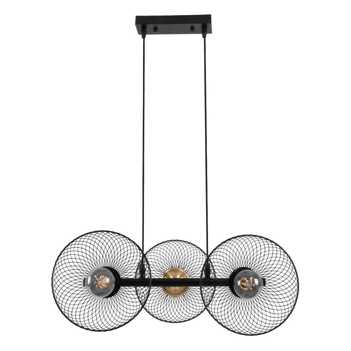 GloboStar® VERONA 00586 Μοντέρνο Κρεμαστό Φωτιστικό Οροφής Τρίφωτο Μαύρο Μεταλλικό Πλέγμα Μ50 x Π28 x Υ20cm - ledmania.gr