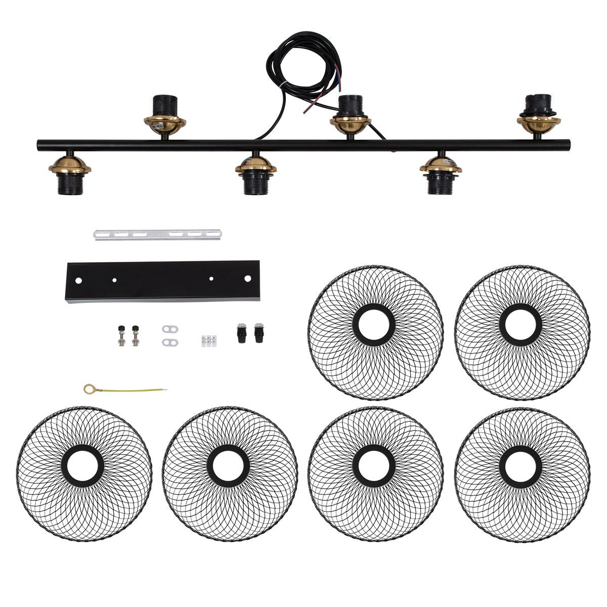 GloboStar® VERONA 00587 Μοντέρνο Κρεμαστό Φωτιστικό Οροφής Πολύφωτο Μαύρο Μεταλλικό Πλέγμα Μ100 x Π28 x Υ20cm - ledmania.gr