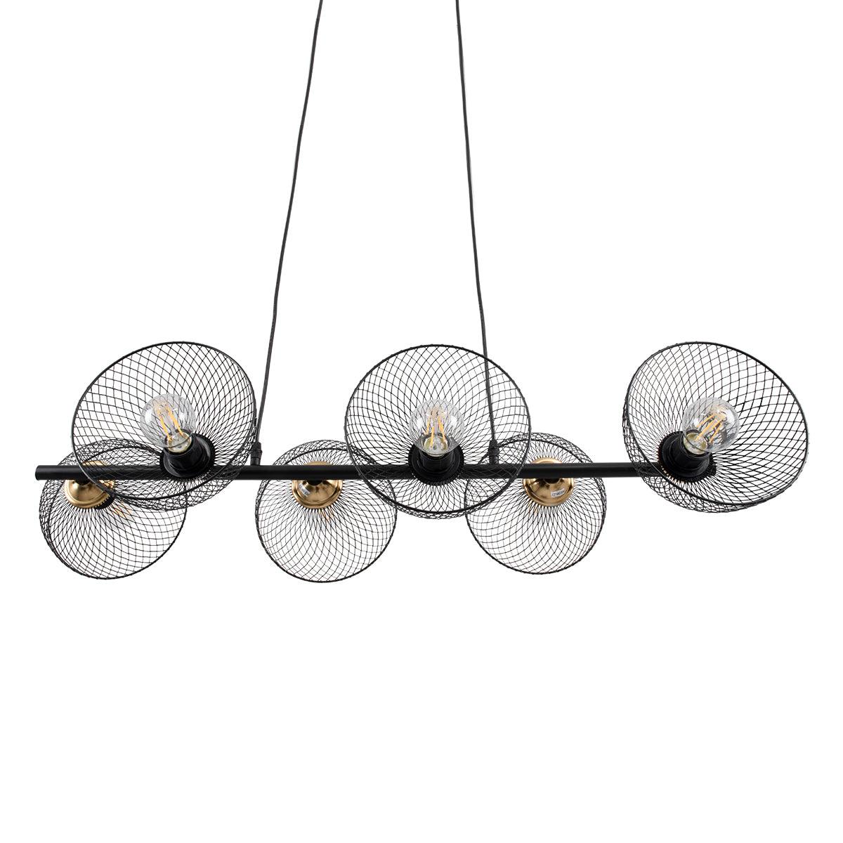 GloboStar® VERONA 00587 Μοντέρνο Κρεμαστό Φωτιστικό Οροφής Πολύφωτο Μαύρο Μεταλλικό Πλέγμα Μ100 x Π28 x Υ20cm - ledmania.gr