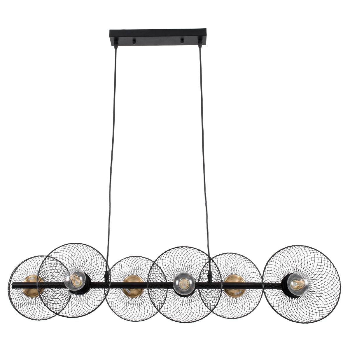 GloboStar® VERONA 00587 Μοντέρνο Κρεμαστό Φωτιστικό Οροφής Πολύφωτο Μαύρο Μεταλλικό Πλέγμα Μ100 x Π28 x Υ20cm - ledmania.gr