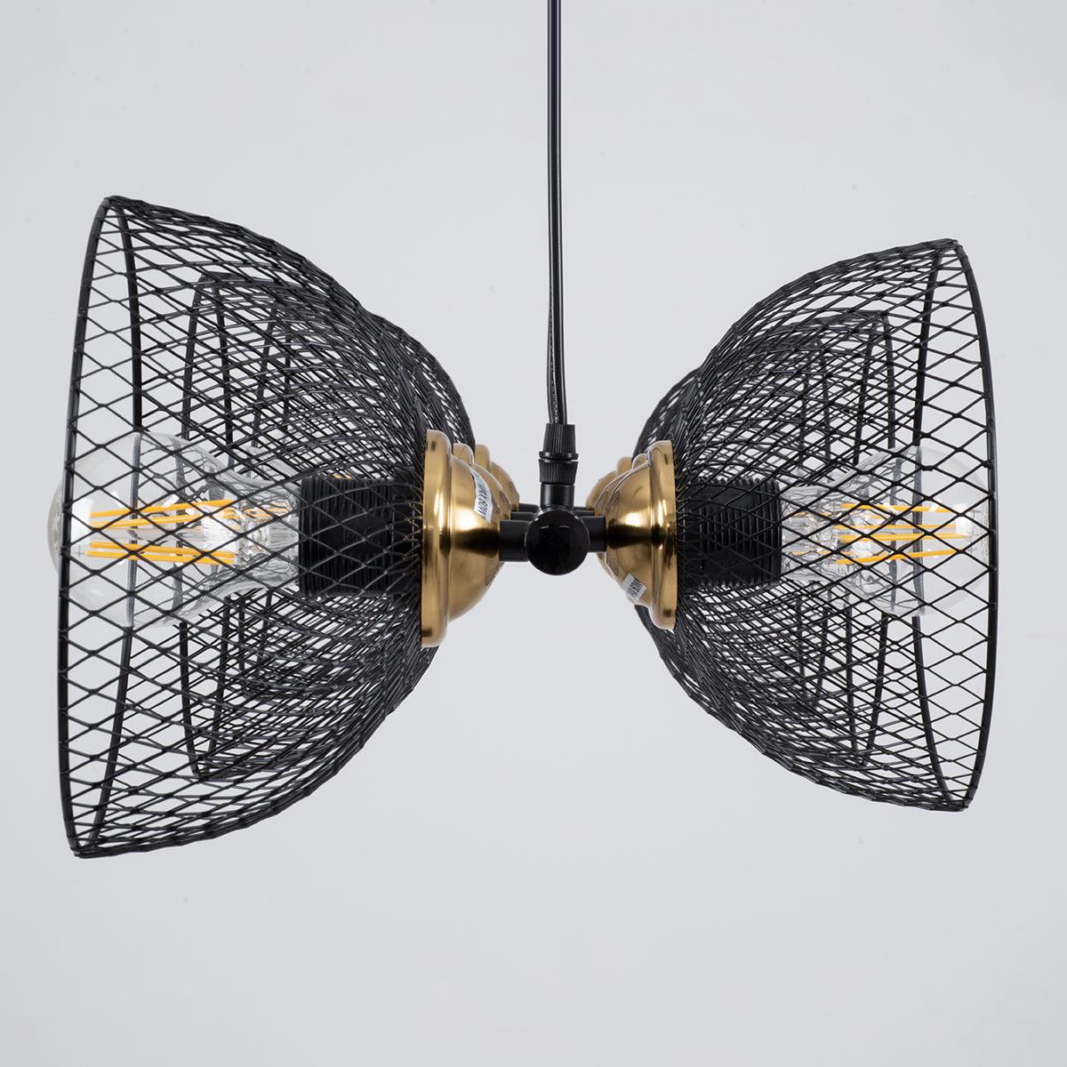 GloboStar® VERONA 00587 Μοντέρνο Κρεμαστό Φωτιστικό Οροφής Πολύφωτο Μαύρο Μεταλλικό Πλέγμα Μ100 x Π28 x Υ20cm - ledmania.gr