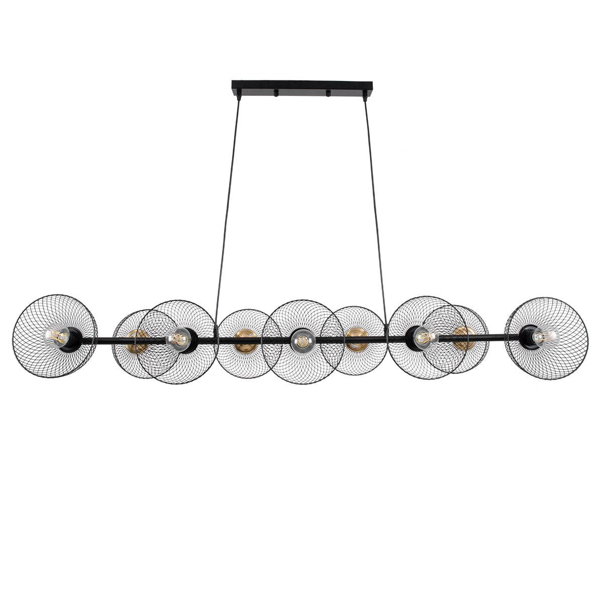 GloboStar® VERONA 00588 Μοντέρνο Κρεμαστό Φωτιστικό Οροφής Πολύφωτο Μαύρο Μεταλλικό Πλέγμα Μ140 x Π28 x Υ20cm - ledmania.gr