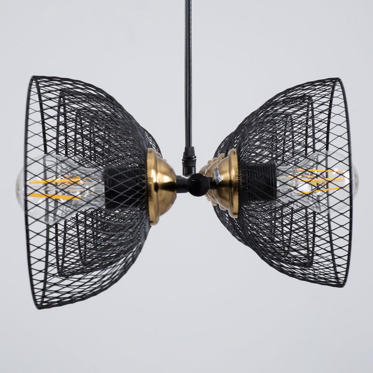 GloboStar® VERONA 00588 Μοντέρνο Κρεμαστό Φωτιστικό Οροφής Πολύφωτο Μαύρο Μεταλλικό Πλέγμα Μ140 x Π28 x Υ20cm - ledmania.gr