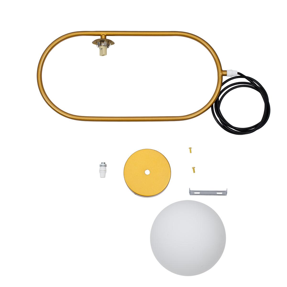 GloboStar® HAMBURG 00590 Μοντέρνο Κρεμαστό Φωτιστικό Οροφής Μονόφωτο Χρυσό Μεταλλικό Γυάλινο Μπάλα Μ20 x Π15 x Υ40cm - ledmania.gr