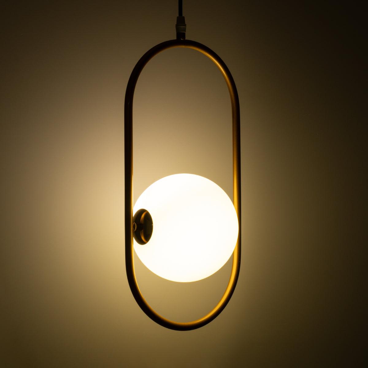 GloboStar® HAMBURG 00590 Μοντέρνο Κρεμαστό Φωτιστικό Οροφής Μονόφωτο Χρυσό Μεταλλικό Γυάλινο Μπάλα Μ20 x Π15 x Υ40cm - ledmania.gr