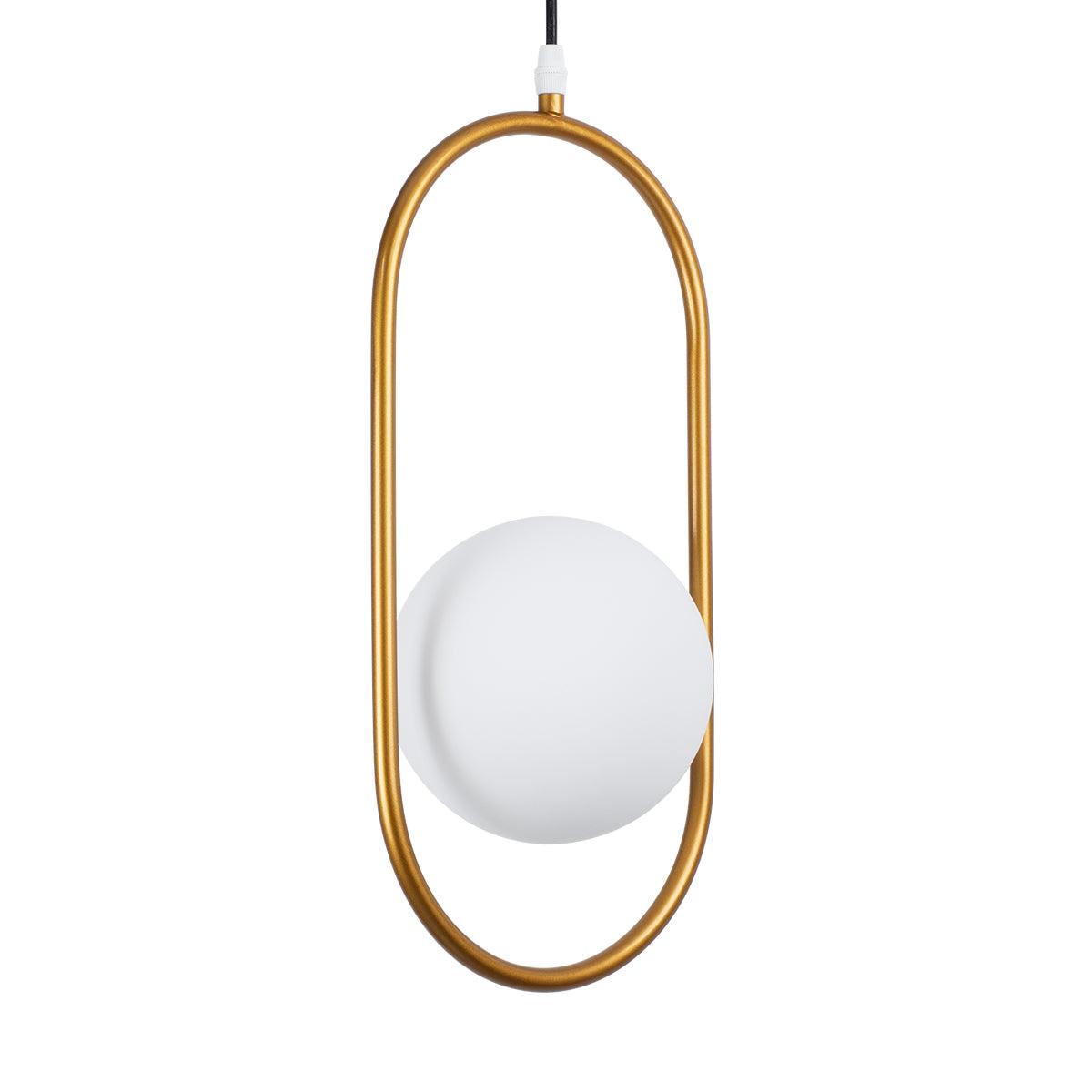 GloboStar® HAMBURG 00590 Μοντέρνο Κρεμαστό Φωτιστικό Οροφής Μονόφωτο Χρυσό Μεταλλικό Γυάλινο Μπάλα Μ20 x Π15 x Υ40cm - ledmania.gr