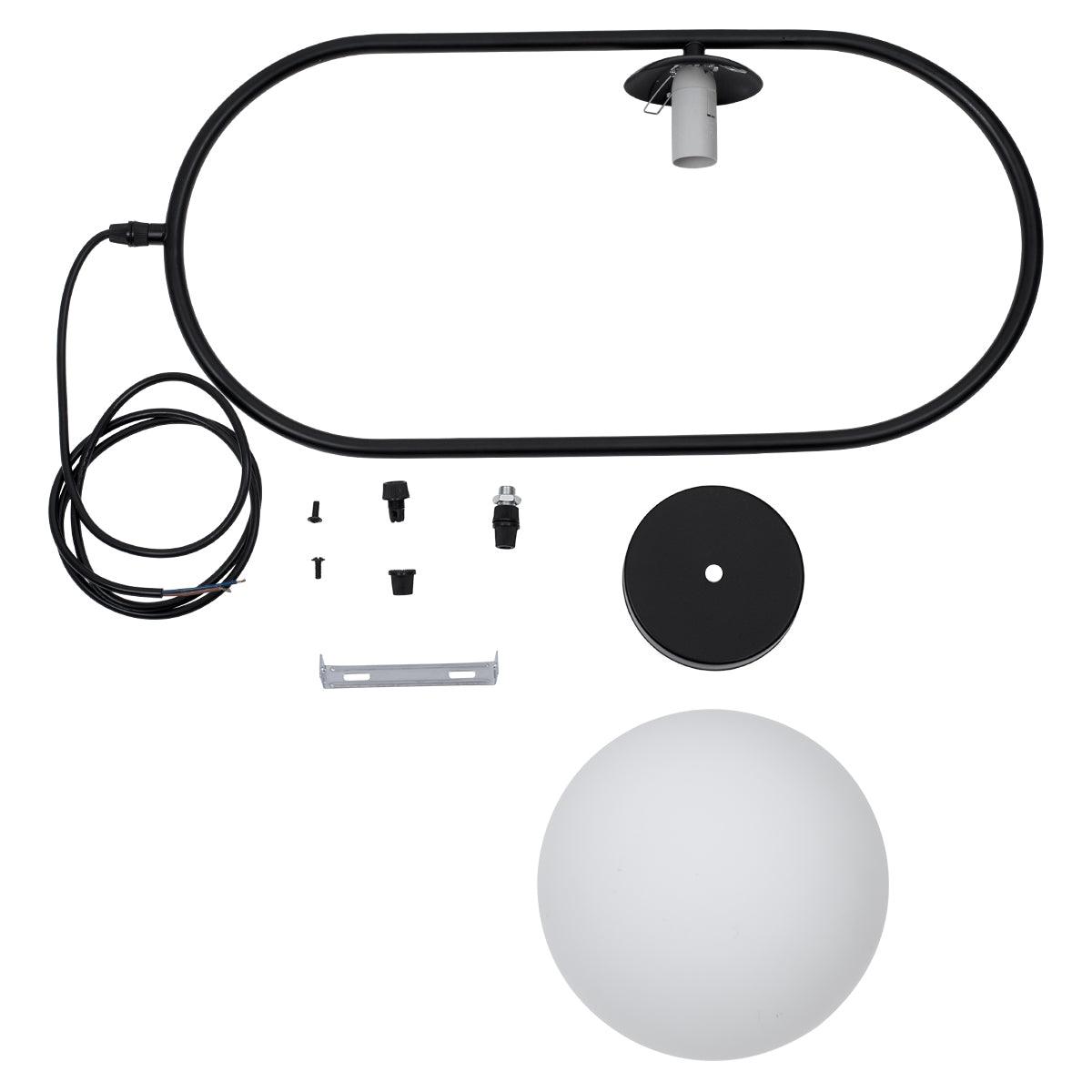 GloboStar® HAMBURG 00591 Μοντέρνο Κρεμαστό Φωτιστικό Οροφής Μονόφωτο Μαύρο Μεταλλικό Γυάλινο Μπάλα Μ25 x Π20 x Υ50cm - ledmania.gr
