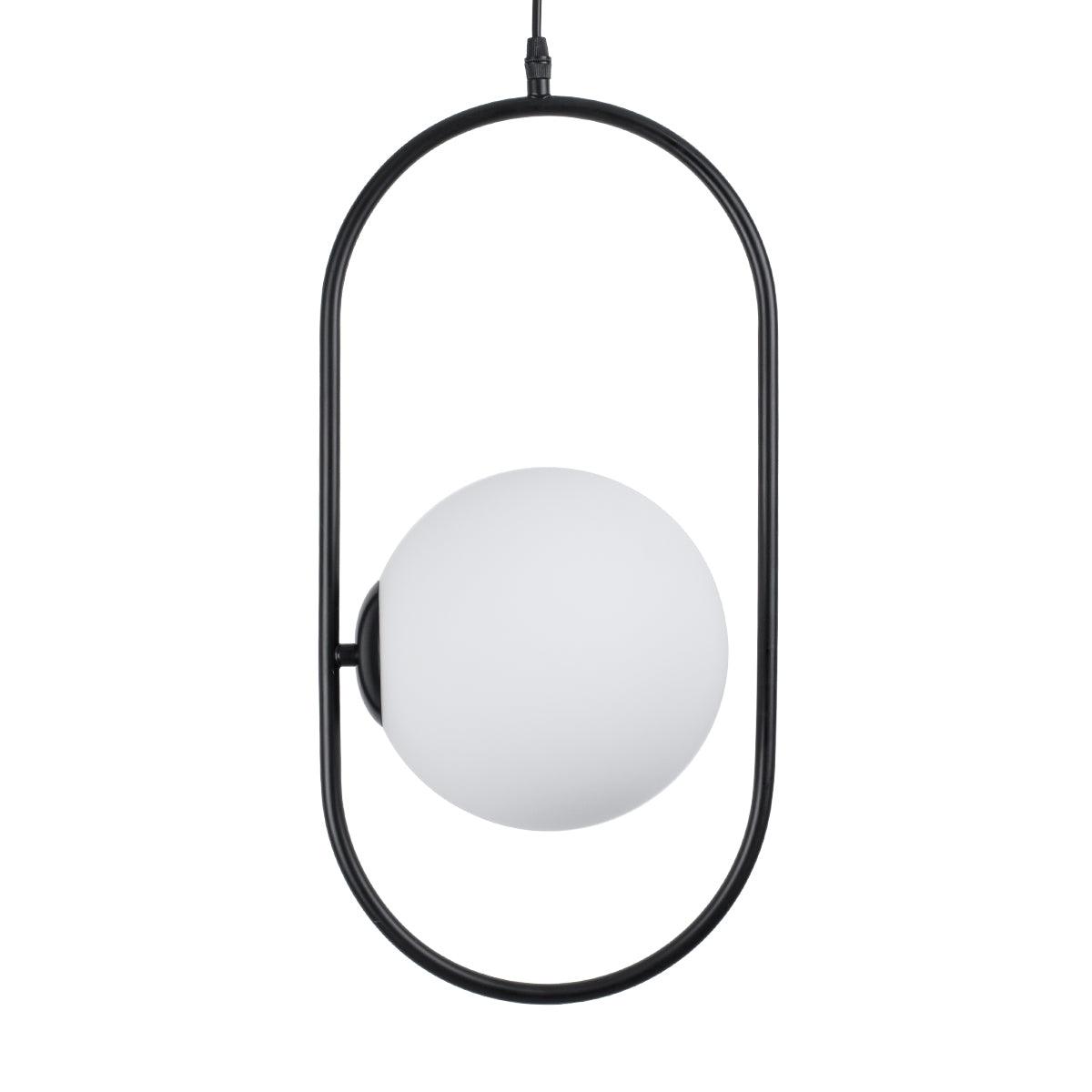 GloboStar® HAMBURG 00591 Μοντέρνο Κρεμαστό Φωτιστικό Οροφής Μονόφωτο Μαύρο Μεταλλικό Γυάλινο Μπάλα Μ25 x Π20 x Υ50cm - ledmania.gr