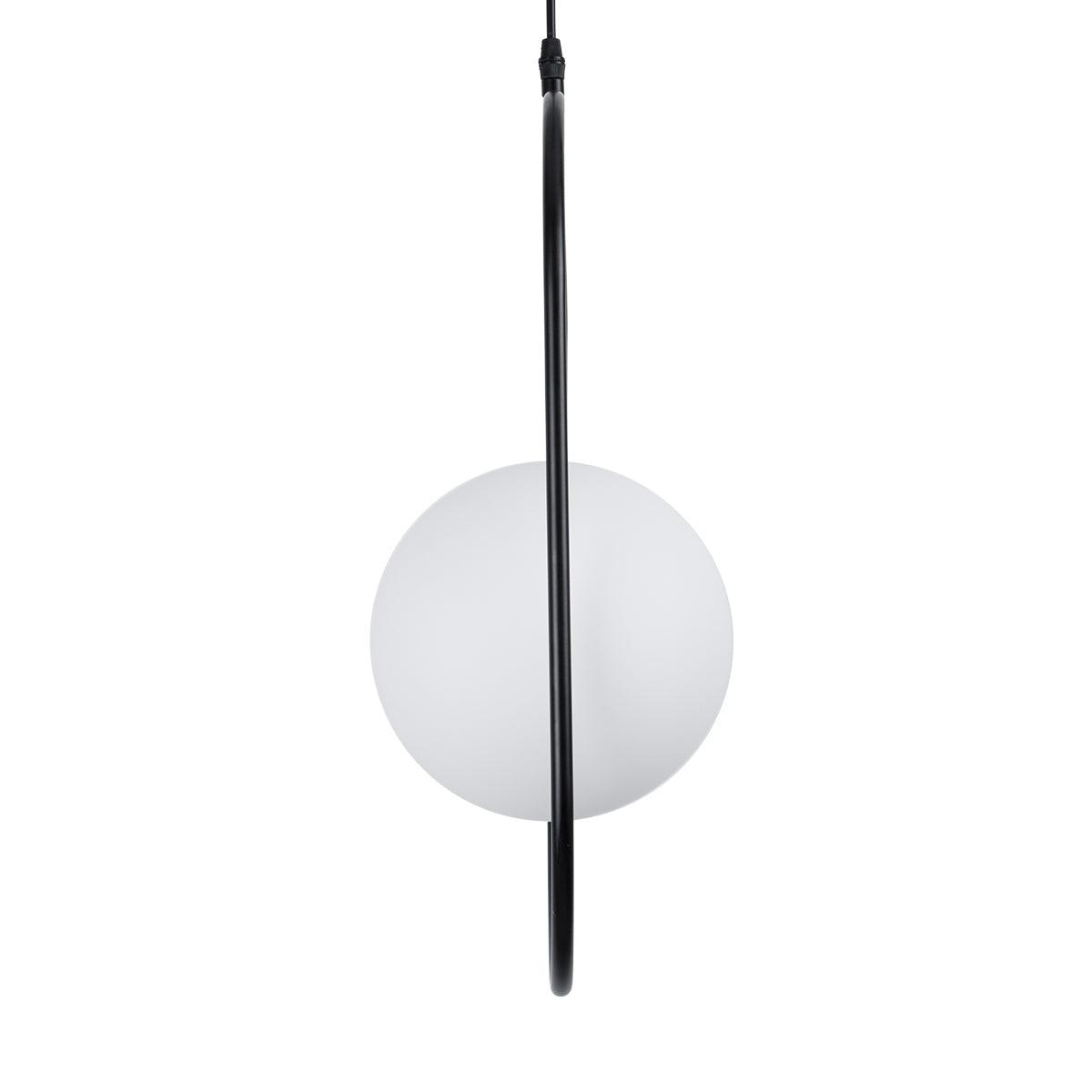 GloboStar® HAMBURG 00591 Μοντέρνο Κρεμαστό Φωτιστικό Οροφής Μονόφωτο Μαύρο Μεταλλικό Γυάλινο Μπάλα Μ25 x Π20 x Υ50cm - ledmania.gr