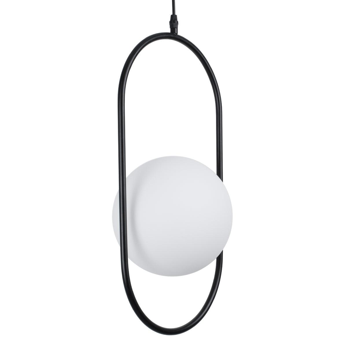 GloboStar® HAMBURG 00591 Μοντέρνο Κρεμαστό Φωτιστικό Οροφής Μονόφωτο Μαύρο Μεταλλικό Γυάλινο Μπάλα Μ25 x Π20 x Υ50cm - ledmania.gr