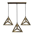 GloboStar® TRIANGLE 00624 Μοντέρνο Κρεμαστό Φωτιστικό Οροφής Τρίφωτο Μπρούτζινο Μεταλλικό Πλέγμα Μ70 x Π22 x Y130cm - ledmania.gr