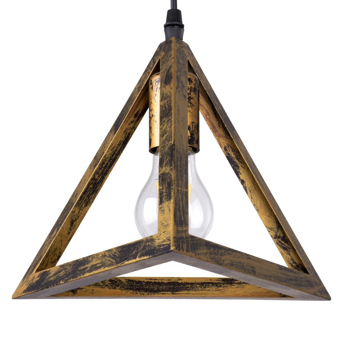 GloboStar® TRIANGLE 00624 Μοντέρνο Κρεμαστό Φωτιστικό Οροφής Τρίφωτο Μπρούτζινο Μεταλλικό Πλέγμα Μ70 x Π22 x Y130cm - ledmania.gr