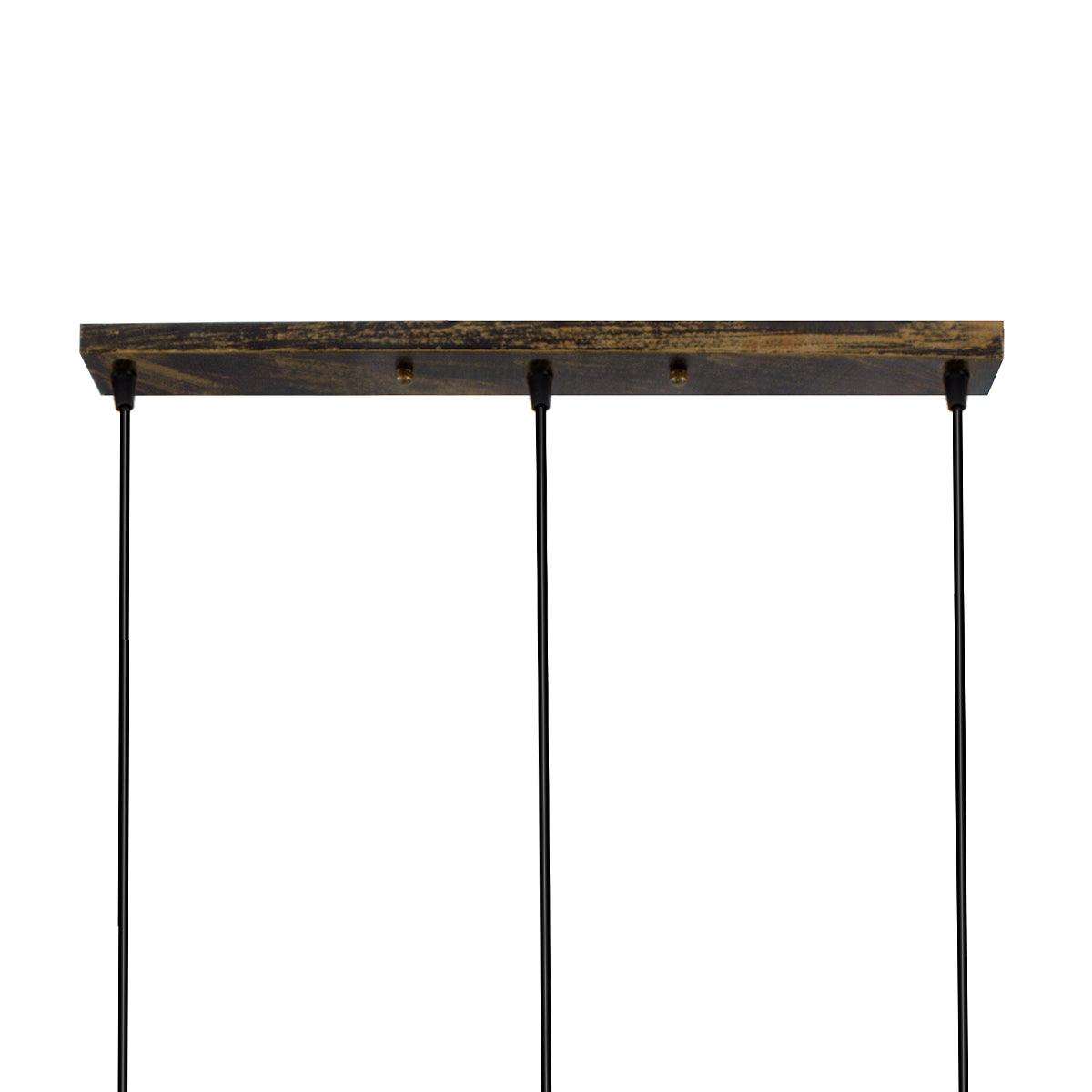 GloboStar® TRIANGLE 00624 Μοντέρνο Κρεμαστό Φωτιστικό Οροφής Τρίφωτο Μπρούτζινο Μεταλλικό Πλέγμα Μ70 x Π22 x Y130cm - ledmania.gr