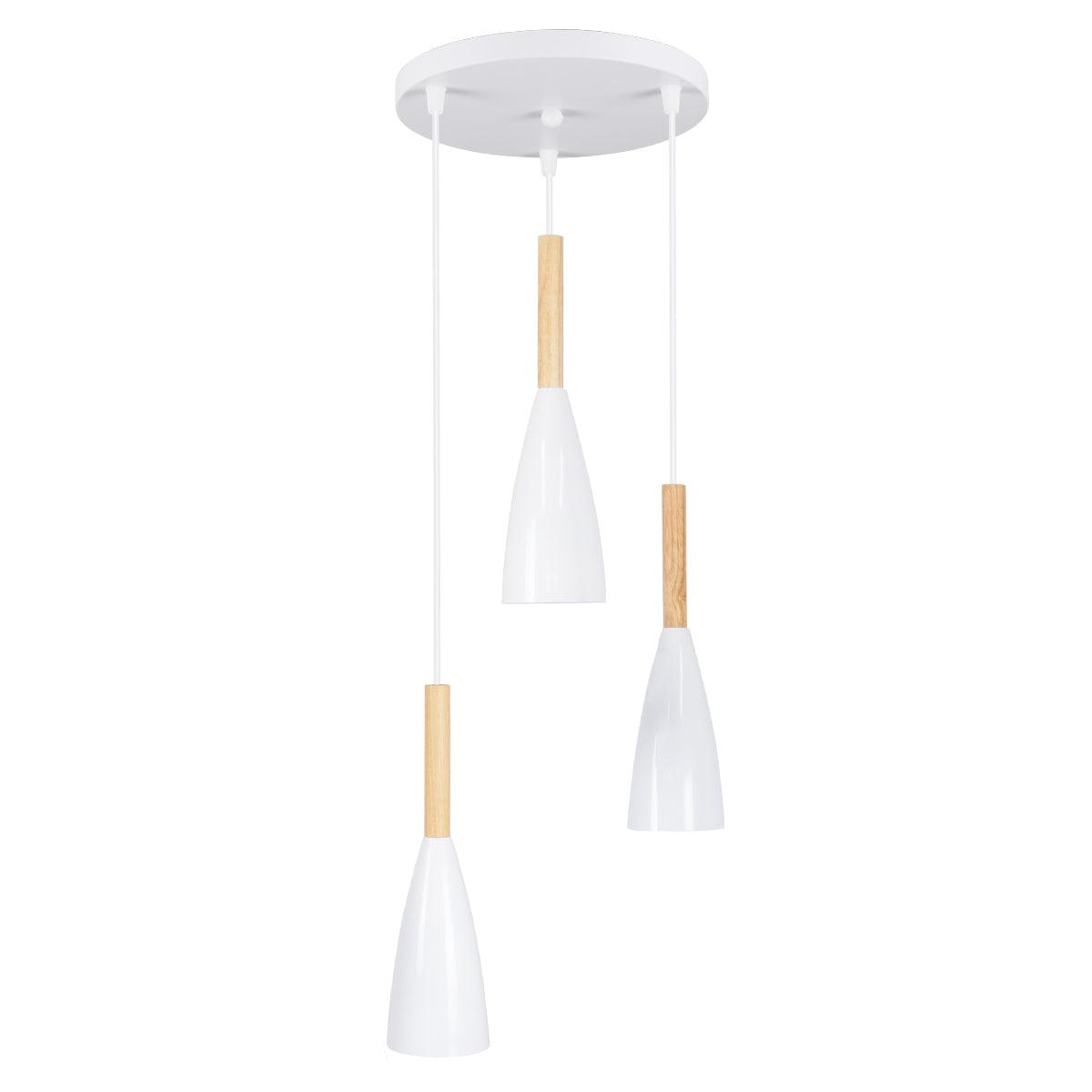 GloboStar® DILLON 00627 Μοντέρνο Κρεμαστό Φωτιστικό Οροφής Τρίφωτο Λευκό Μεταλλικό Καμπάνα Φ26 x Υ130cm - ledmania.gr