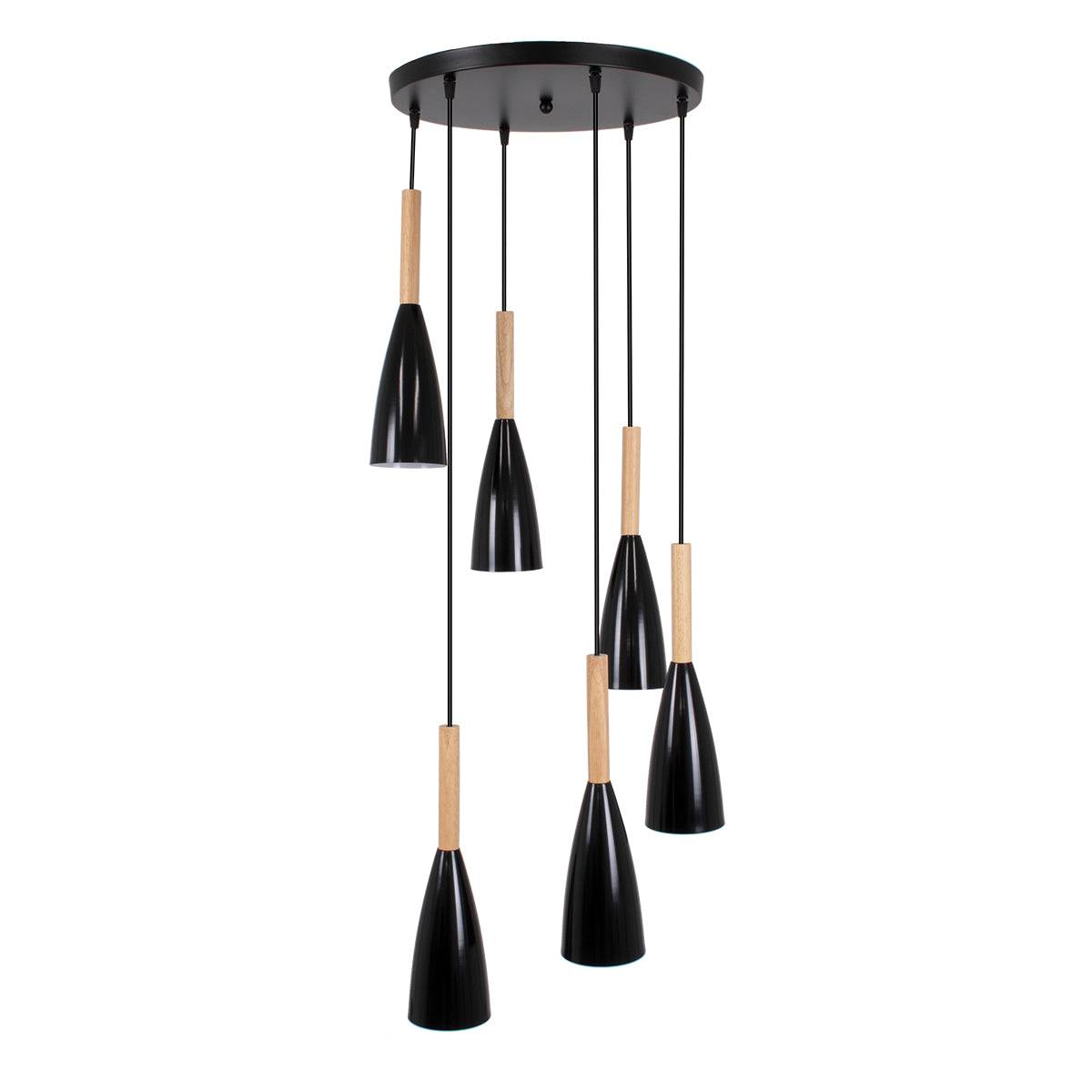 GloboStar® DILLON 00628 Μοντέρνο Κρεμαστό Φωτιστικό Οροφής Πολύφωτο Μαύρο Μεταλλικό Πλέγμα Φ52 x Υ130cm - ledmania.gr