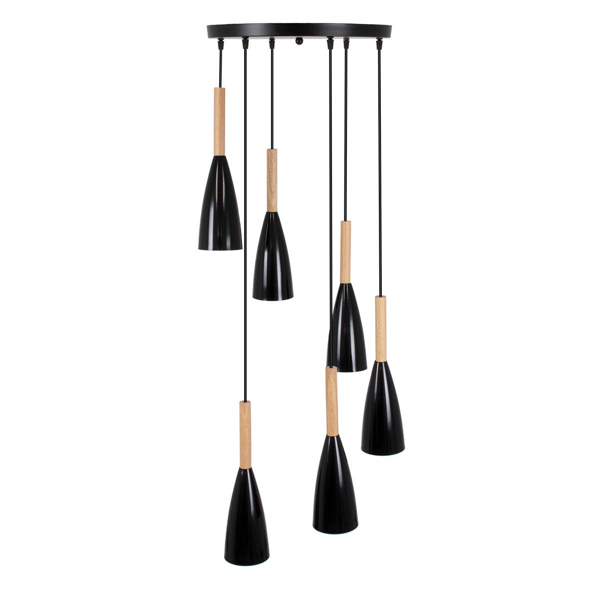 GloboStar® DILLON 00628 Μοντέρνο Κρεμαστό Φωτιστικό Οροφής Πολύφωτο Μαύρο Μεταλλικό Πλέγμα Φ52 x Υ130cm - ledmania.gr