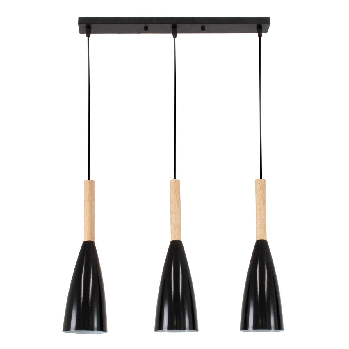 GloboStar® DILLON 00630 Μοντέρνο Κρεμαστό Φωτιστικό Οροφής Τρίφωτο Μαύρο Μεταλλικό Πλέγμα Μ54 x Π14 x Υ130cm - ledmania.gr