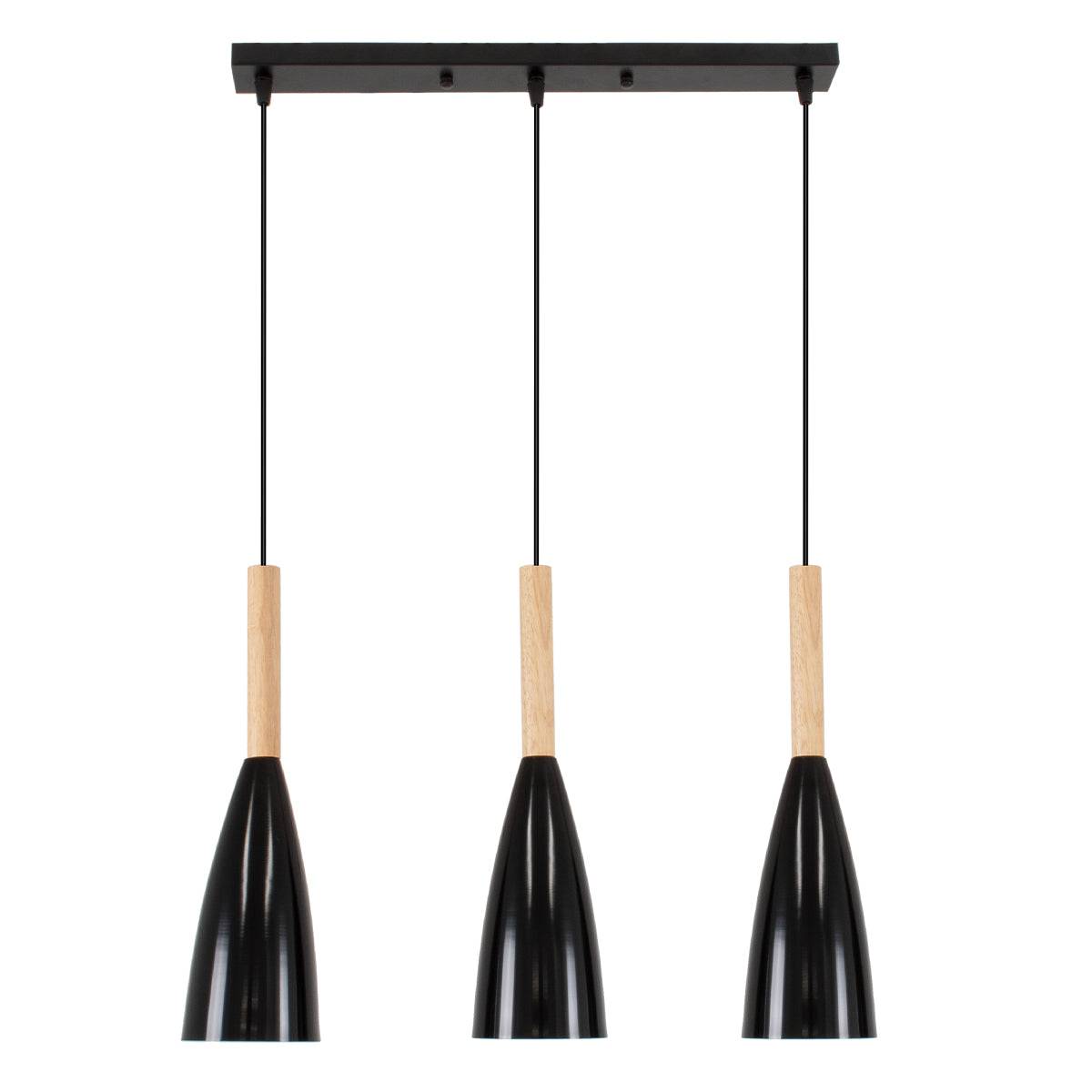 GloboStar® DILLON 00630 Μοντέρνο Κρεμαστό Φωτιστικό Οροφής Τρίφωτο Μαύρο Μεταλλικό Πλέγμα Μ54 x Π14 x Υ130cm - ledmania.gr